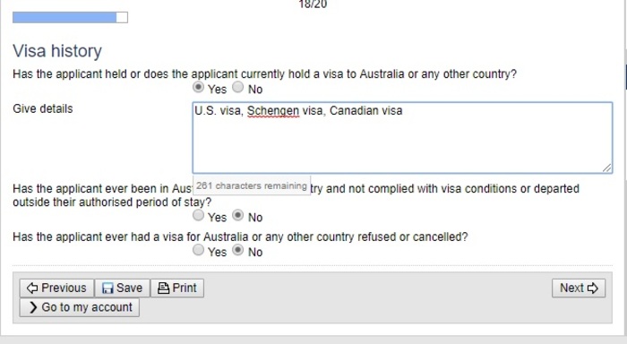 Xin visa Úc online: Nhớ lưu lại các phần đã khai Edit hồ sơ khi cần. 