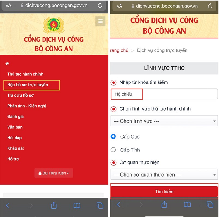 làm hộ chiếu online